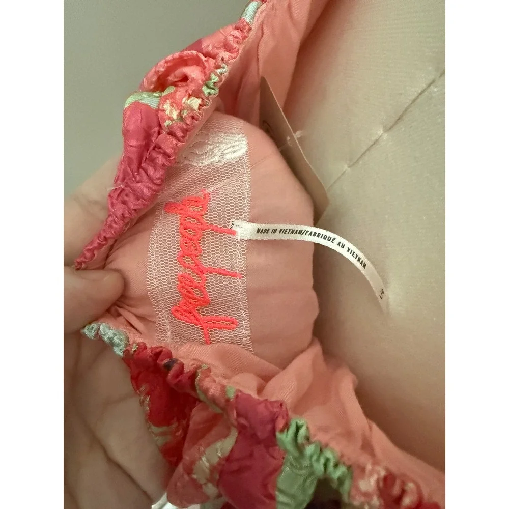 Free People Pink Floral‎ Jacquard Halter Mini Dress Open Back Size L New